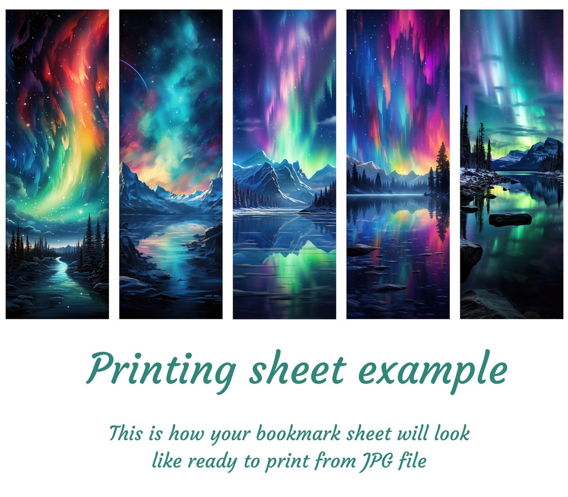 20 Northern Lights Bookmark Designs, Printable Bookmarks, Nature ...