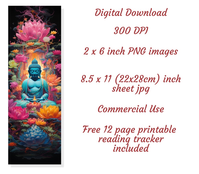 20 Buddha bookmark designs, printable bookmarks, zen bookmarks, sublimation bookmark set, bookmark booklovers, gift for reading lovers, image 3