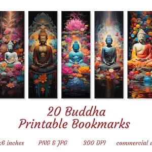 20 Buddha bookmark designs, printable bookmarks, zen bookmarks, sublimation bookmark set, bookmark booklovers, gift for reading lovers, image 4
