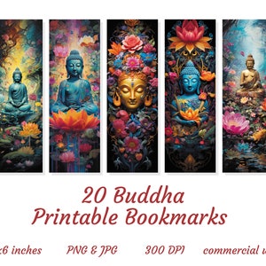 20 Buddha bookmark designs, printable bookmarks, zen bookmarks, sublimation bookmark set, bookmark booklovers, gift for reading lovers, image 2