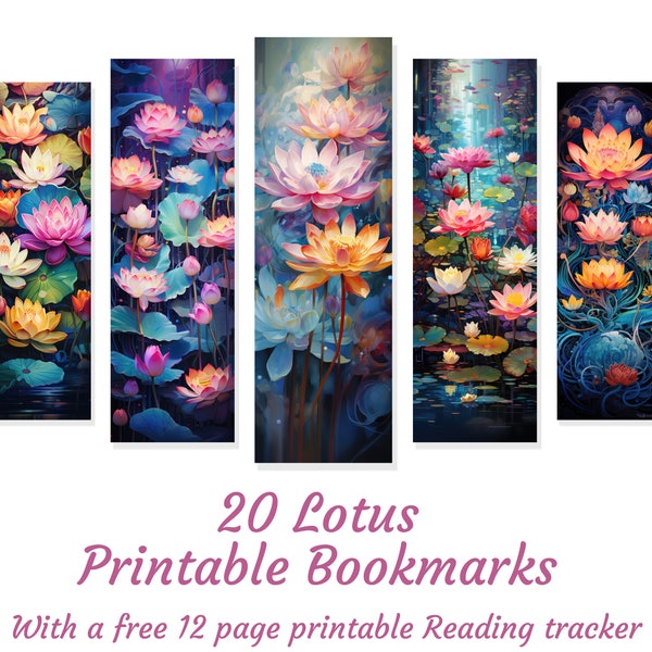 20 Lotus bookmarks, printable bookmarks, zen bookmarks, sublimation bookmark set, digital download, gift for reading lovers,