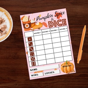 Pumpkin Spice & Dice Bunco Karte!