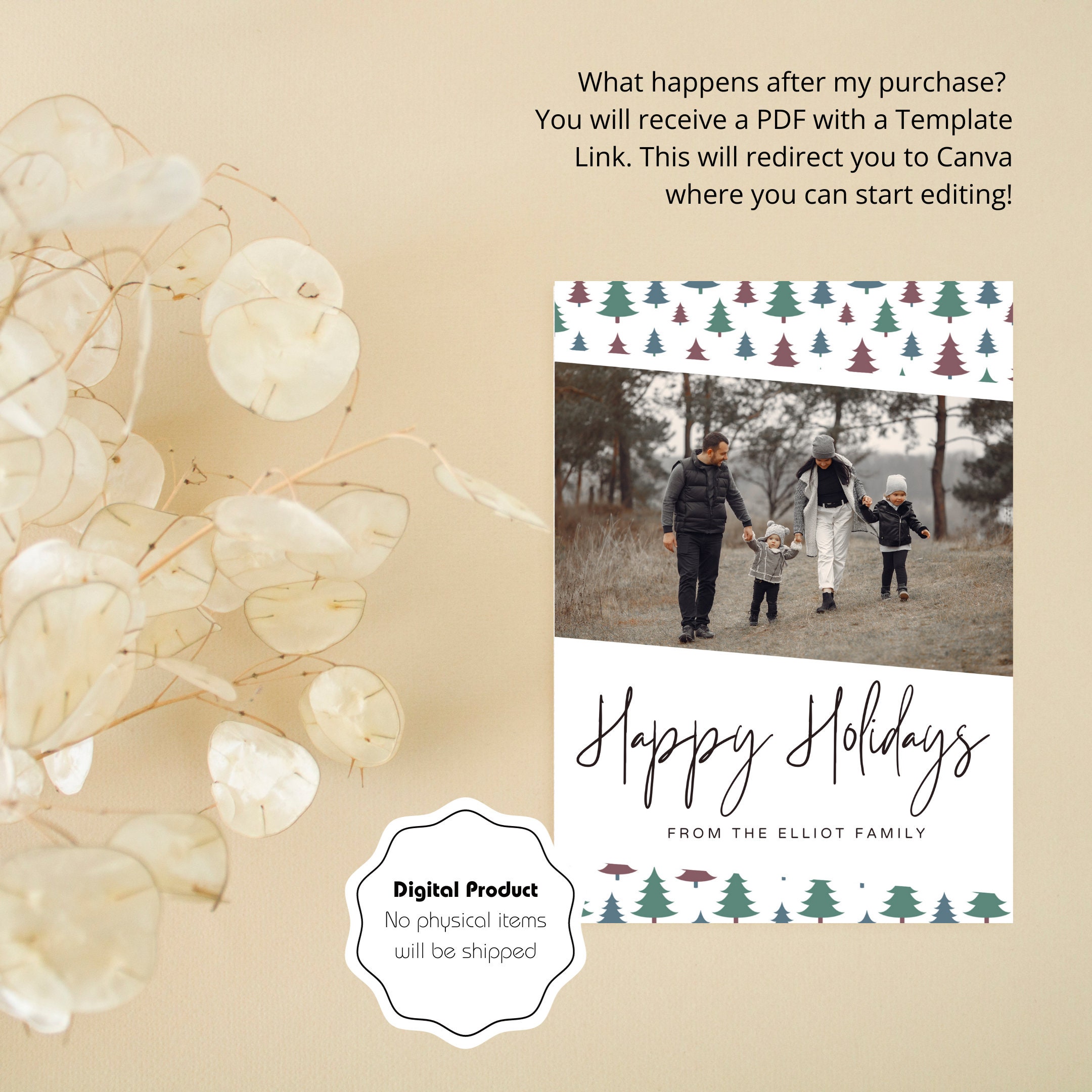 Printable Christmas Card Fully Customizable Holiday Card Etsy
