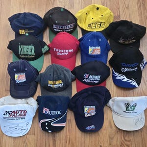 vintage Racing Hat Lot Autographed Lot Of 15 Snapback hats