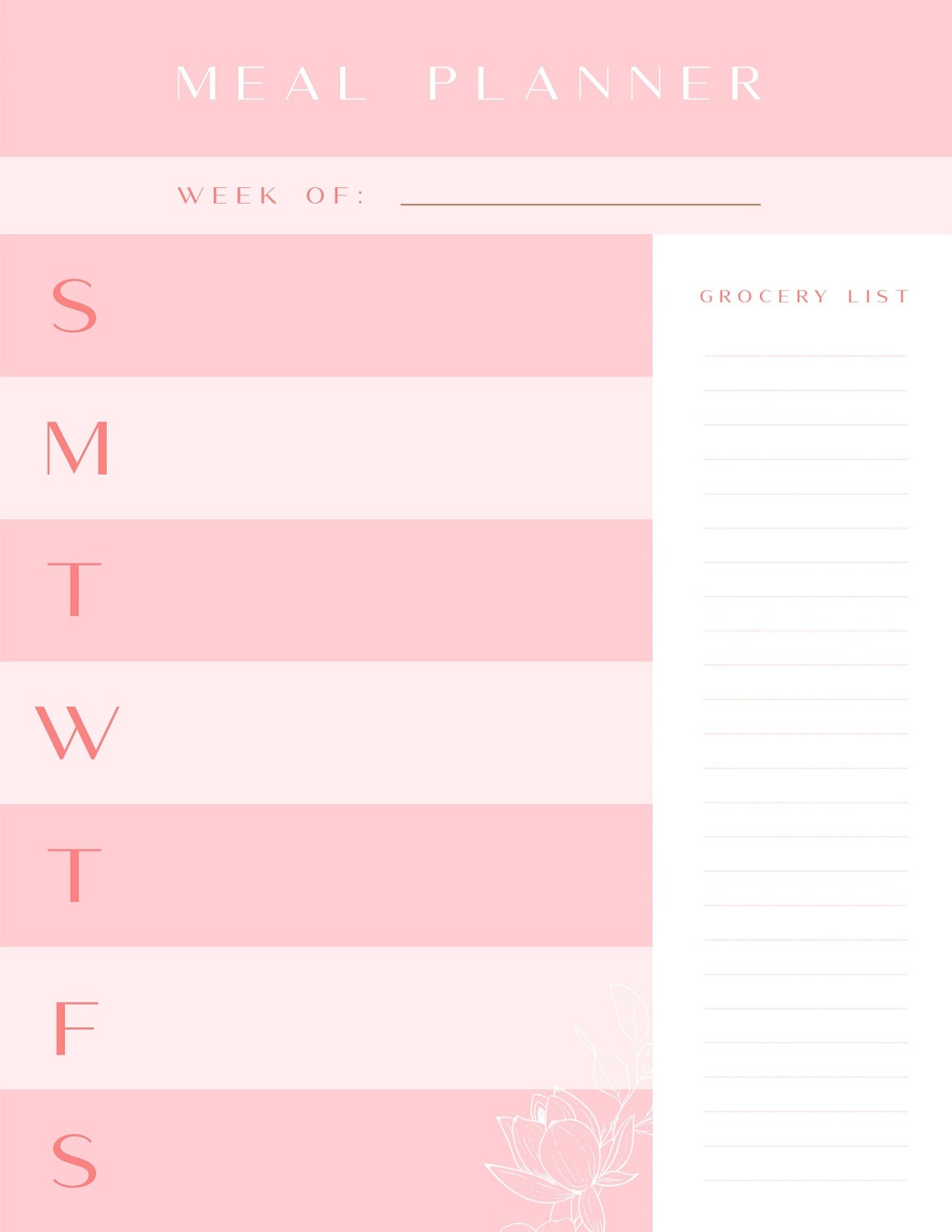 Weekly Meal Planner Printable Template, 7 Day Meal Plan, Food Planner ...