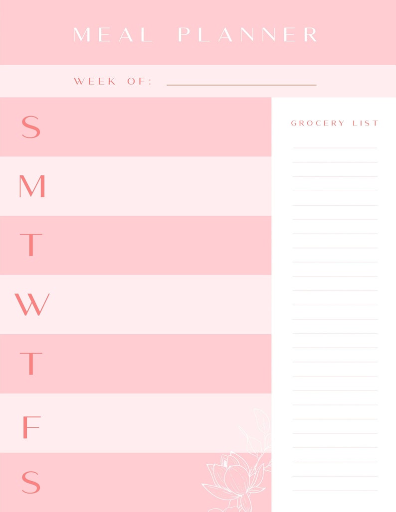 Weekly Meal Planner Printable Template, 7 Day Meal Plan, Food Planner ...