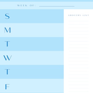 Weekly Meal Planner Printable Template, 7 Day Meal Plan, Food Planner