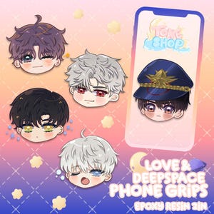Love & Deepspace Phone Grips | 5 total, phone accessories | Sylus, Rafayel, Zayne, Xavier, Caleb