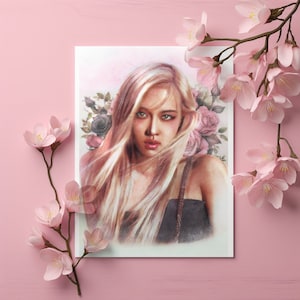 Blackpink Rose Postcard (15.2cm x 10,1cm) Aquarelle Blackpink Art Rose Prints Blackpink Prints A5 carte postale blackpink Rose aquarelle