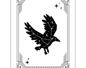 Witchy Familiars Tarot Card Prints: Raven, Cat, Wolf, Owl (Digital Download)