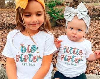 Big Sister Announcement Shirt, Sibling Reveal Tee, Est. 2026