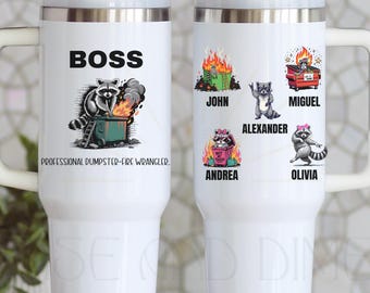 Funny Dumpster Fire Boss, 40 oz Tumbler Personalized Office Humor Gift For Boss Coworker, Custom Team Cup, Gag Work Coffee Mug For Christmas