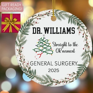 Personalized Doctor Ornament, Custom Name Christmas Gift For Doctor, New Doctor Graduation Keepsake, First Year Doctor Holiday Decoration