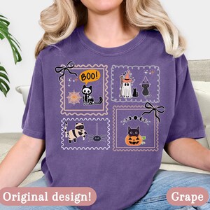 Comfort Colors Halloween Cat Shirt, Spooky Vibe Black Cat Ghost Tee, Cat Lover Halloween Shirt, Retro Halloween T-Shirt, Cute Fall Shirt
