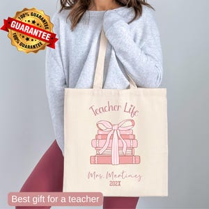Personalized Teacher Tote Bag, Cute Teacher Gift, Tote for Teachers, Back to School Bag, Kindergarten or Grade Teacher Appreciation Gift