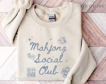 Mahjong Social Club Sweatshirt, Cozy Mahjong Gift For Mom Dad, Game Night Crewneck, Personalized Mahjong Shirt For Players And Lovers