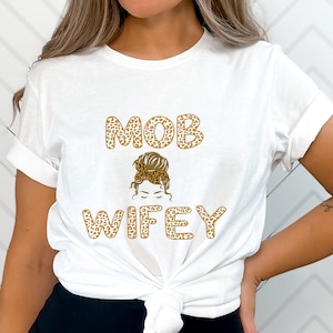 Animal Print Shirt, Mob Wife Aesthetic Shirt, Leopard Print Engaged Gift For Her, Anniversary Mob Gifts Funny Mob Wifey Era T Shirt Trend