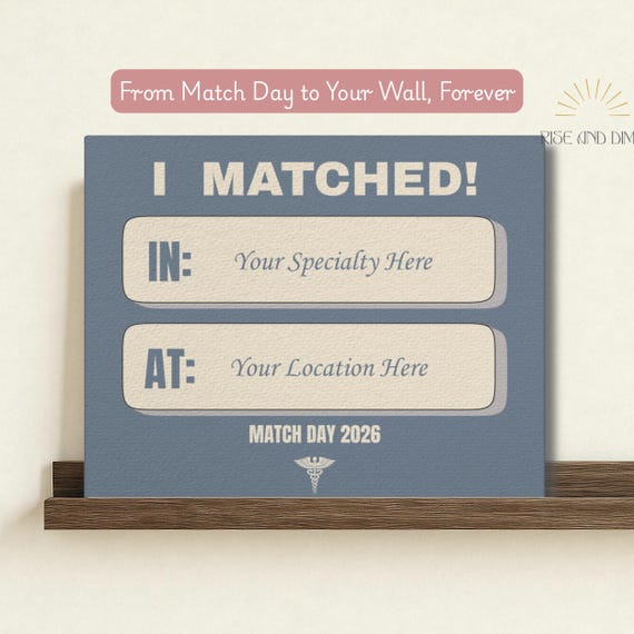 Match Day 2026 Sign, Medical Residency Canvas, Stretched Matte Wall Art, I Matched Resident Doctors, Graduation White Coat gift