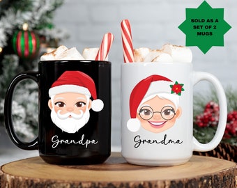 Christmas Grandparents Mug Sets, Grandpa Christmas Mug, Christmas Grandma Mug, Santa Claus Mug For Grandparents, Christmas Gift For Grandma