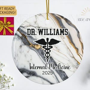 Personalized Doctor Ornament, Custom Name Christmas Gift For Doctor, New Doctor Graduation Keepsake, First Year Doctor Holiday Decoration