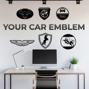 Silueta de emblema de coche de metal personalizada, arte de pared de metal, regalo para amantes de los coches, letrero de pared de garaje, regalo para amantes de los coches, regalo para él, regalo de Navidad para él