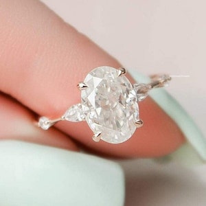 2.5 CT Oval Moissanite Engagement Ring 14K Rose Gold Anniversary Ring Hidden Halo Wedding Ring Gift For Girlfriend Promise Ring For Woman