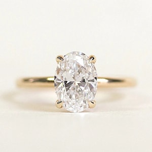 2.5 Cut Oval Cut Moissanite Engagement Ring 14K Yellow Gold Anniversary Ring Hidden Halo Wedding Ring Anniversary Gift For Her Promise Ring