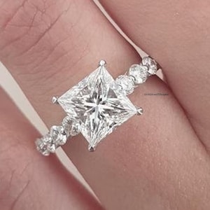 Princess Cut Moissanite Engagement Ring 14K White Gold Anniversary Ring Solitaire Ring Wedding Ring Promise Ring For Her Gift For Woman