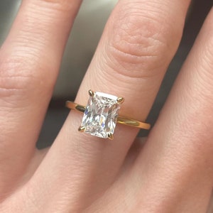 2 CT Radiant Cut Moissanite Engagement Ring 14K Yellow Gold Anniversary Ring Hidden Halo Wedding Ring Silver Ring Gift For Her Promise Ring