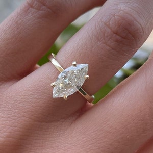 Marquise Cut Moissanite Engagement Ring 14K Yellow Gold Anniversary Ring Solitaire Diamond Wedding Ring Gift For Her Promise Ring For Woman