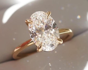 2.55 Ct Oval Cut Moissanite Engagement Ring, Oval Cut Ring, Elongated Oval, Ice Crushed Oval, Moissanite Engagement Ring
