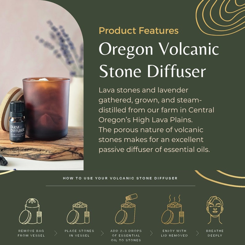Visual Reference: Volcanic Stone Diffuser Gift Set Lavender Essential Oil Aromatherapy