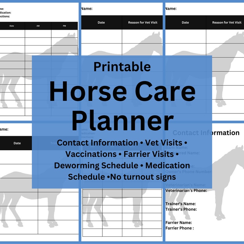Printable Horse Care Planner - Etsy