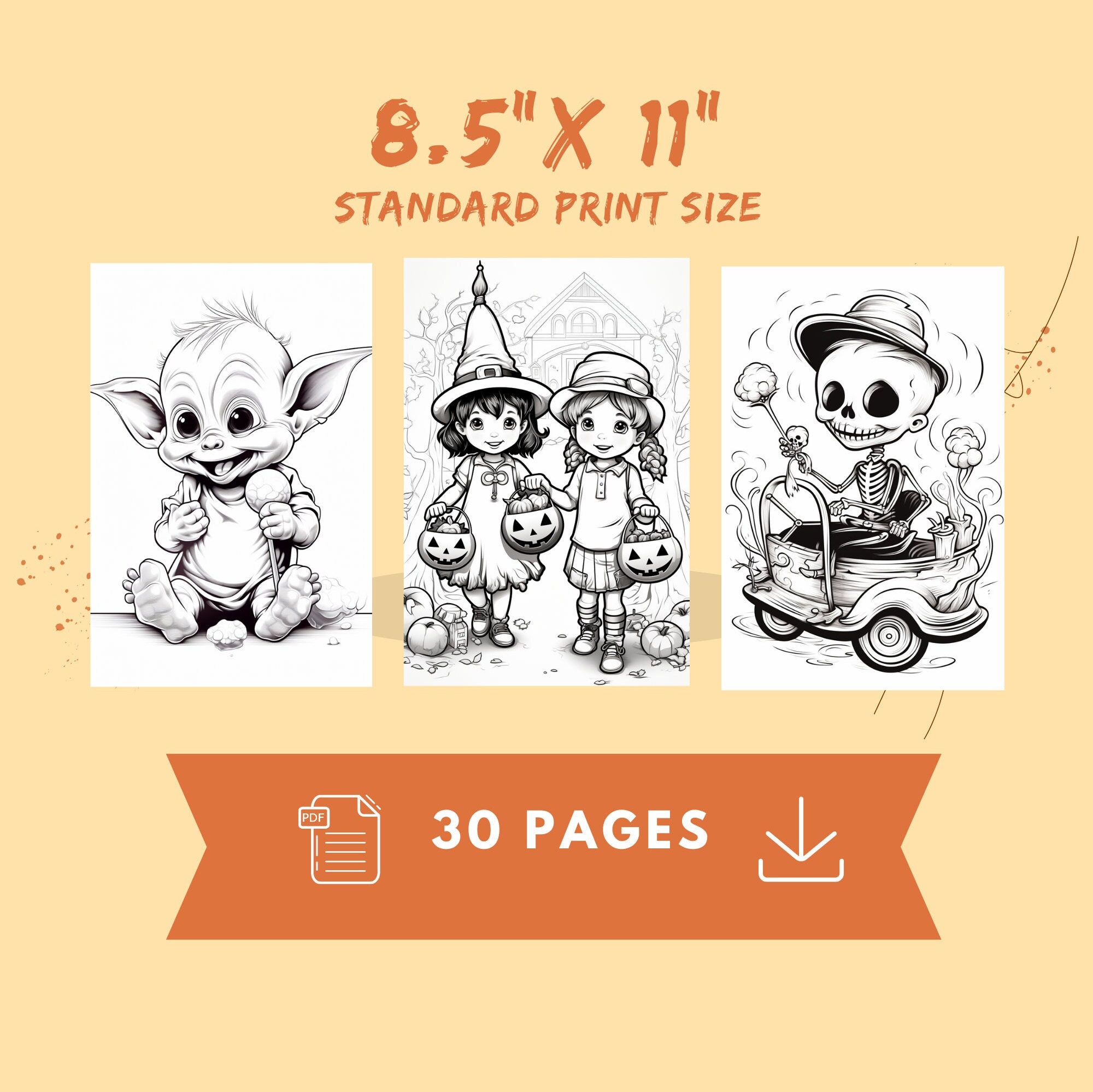 Halloween Coloring Pages | 30 Pages | Kids Coloring Prints | for Kids ...
