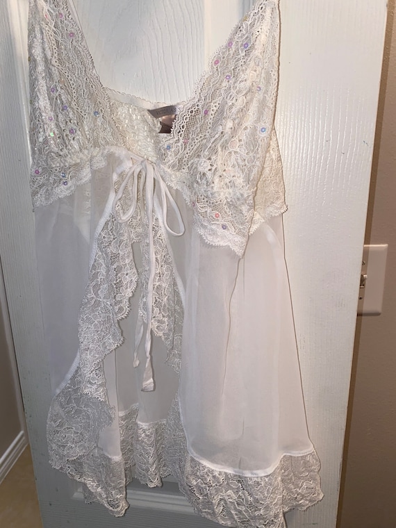 VS White Lace & Sequined Babydoll Top - image 2