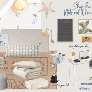 Slaapzaal Natural Elements - digitaal moodboard | Direct downloaden | Slaapzaaldecoratie | Tienerslaapkamer | Tienerkamerdecoratie | E-ontwerp