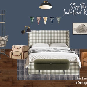 Dormitorio con estilo industrial: tablero de estado de ánimo digital / descarga instantánea / decoración de habitaciones de niños / habitación de niños adolescentes / dormitorio de niños / diseño electrónico