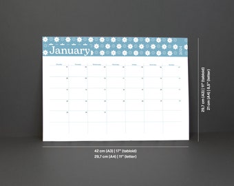 Purple Blooms: 2024 Monthly Calendar Instant Digital Download ...