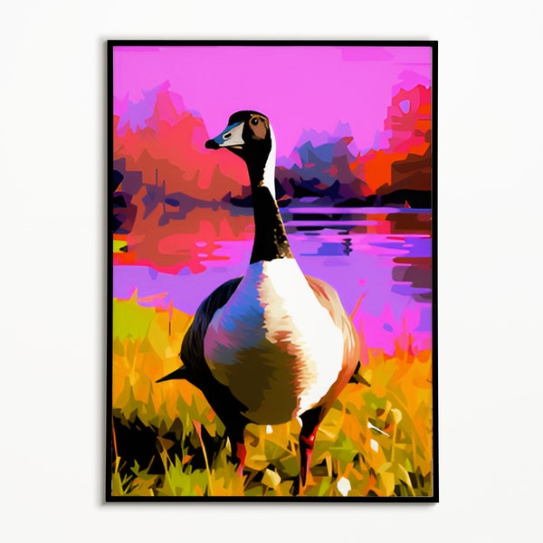 Canadian Goose Digital Art | Anime | Iconic Canadian Imagery | Phone Screen Background | Printable Wall Art
