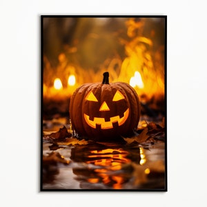 Halloween Printable Poster | Digital Download | Spooky Pumpkin | All Hallows&#39; Eve Art | Phone Screen Background