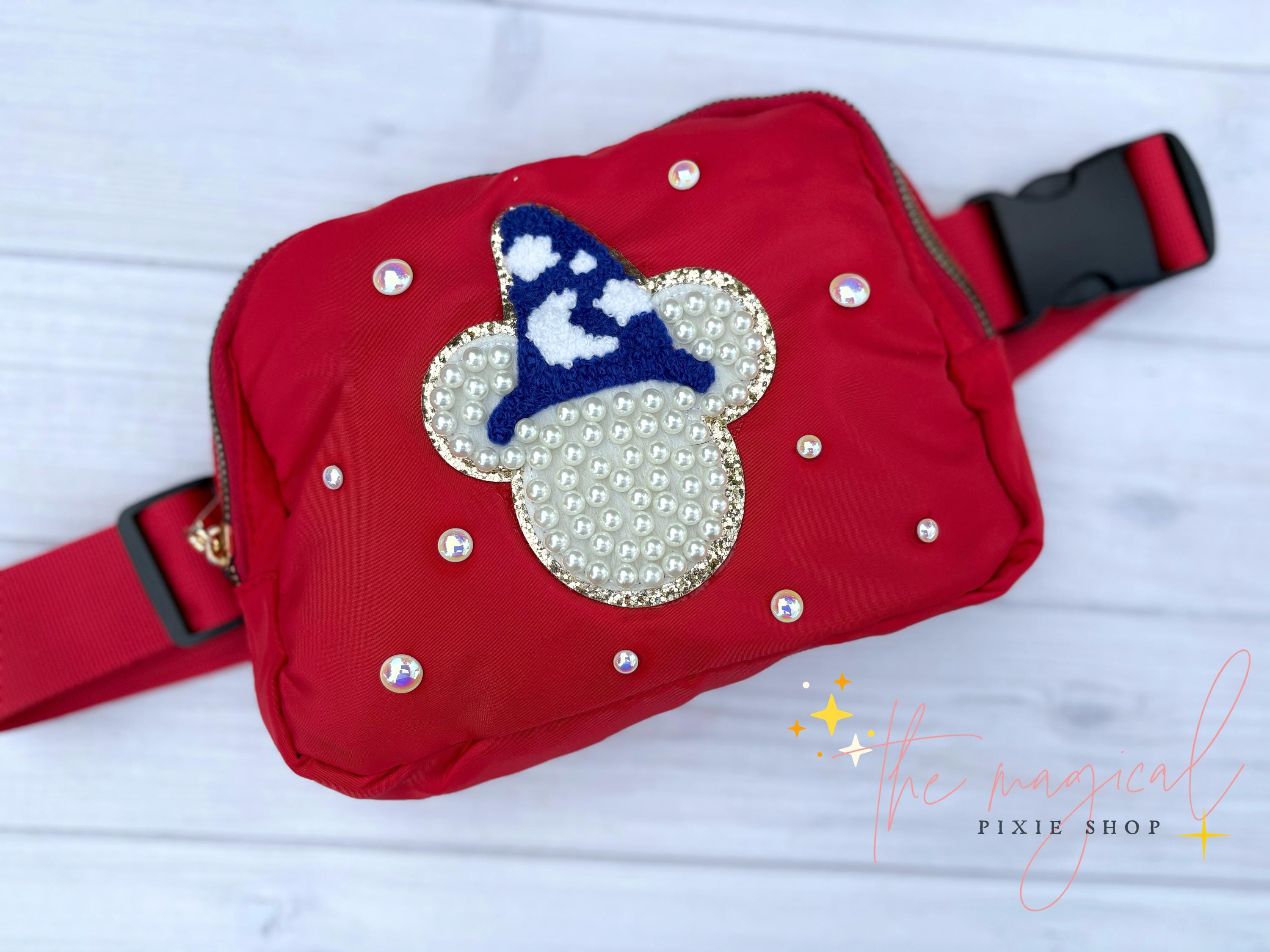 Wizard Mouse Red Crossbody Bag, Theme Park Fanny pack