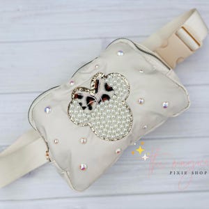 Animal print Bow Mouse Ivory Crossbody Bag, Theme Park Fanny pack