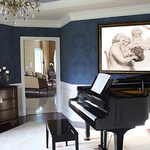 Arte de parede em tela exclusiva de Beethoven Mozart Bach, música clássica, grandes compositores, esboço a lápis, arte de parede, compositores de músicos, arte musical