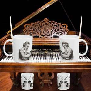 Pencil Sketch Beethoven Coffee Mug, Classical Music Composer Mug, Musician Cup, Music Lover Gift Mug, Ludwig Van Piano Drinking Mug