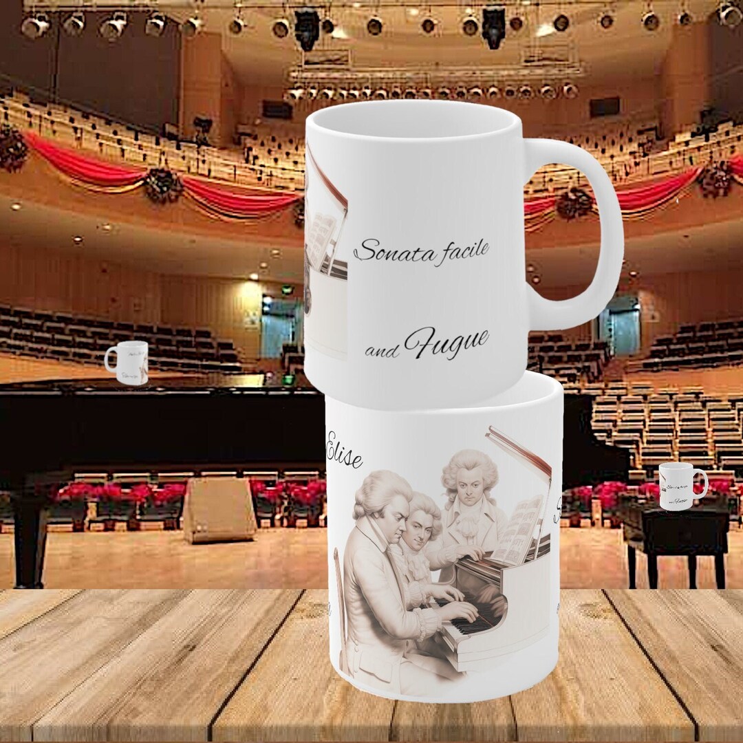 Classic Music Composers Ceramic Coffee Mug, Beethoven Mozart Bach Mug