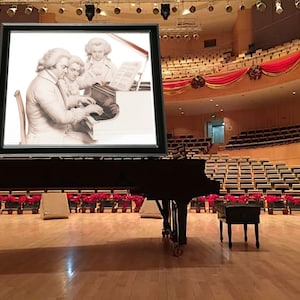 Mozart Bach Beethoven Pencil Sketch Canvas Artwork, Classical Music Genius Piano Composition, Great Composers Collaboration Artwork