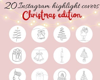 20 Christmas Instagram highlight covers, featured stories Christmas story icons, minimalist featured covers, IG highlight covers