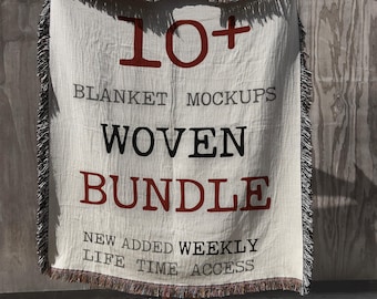 Woven Blanket Mockup Bundle Canva Woven Throw Blanket Mockup Jacquard Fringed Woven Blanket Mockup Photoshop Heirloom Woven Blanket Mockup