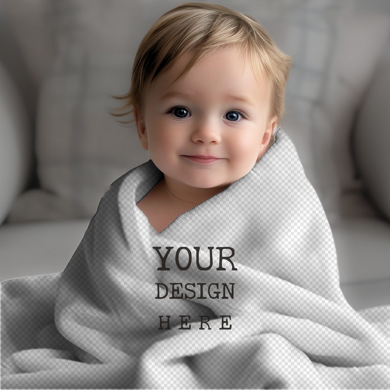 Baby Blanket Mockup Canva Drag and Drop and PSD Smart Object Velveteen