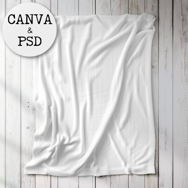 Blanket Mockup Canva Drag and Drop and PSD smart object Velveteen Plush Blanket Mockup on Bed Minky Blanket Mockup Transparent Blank Mockup